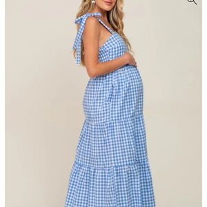 Pinkblush Blue Gingham Maternity Dress